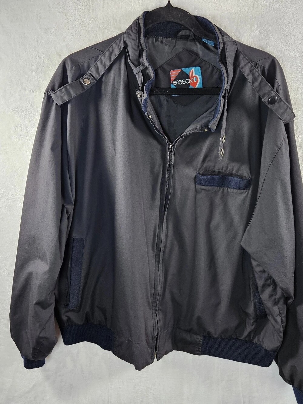 Sasson Vintage Bomber Jacket Black Men's Size Large Retro Rare 80's